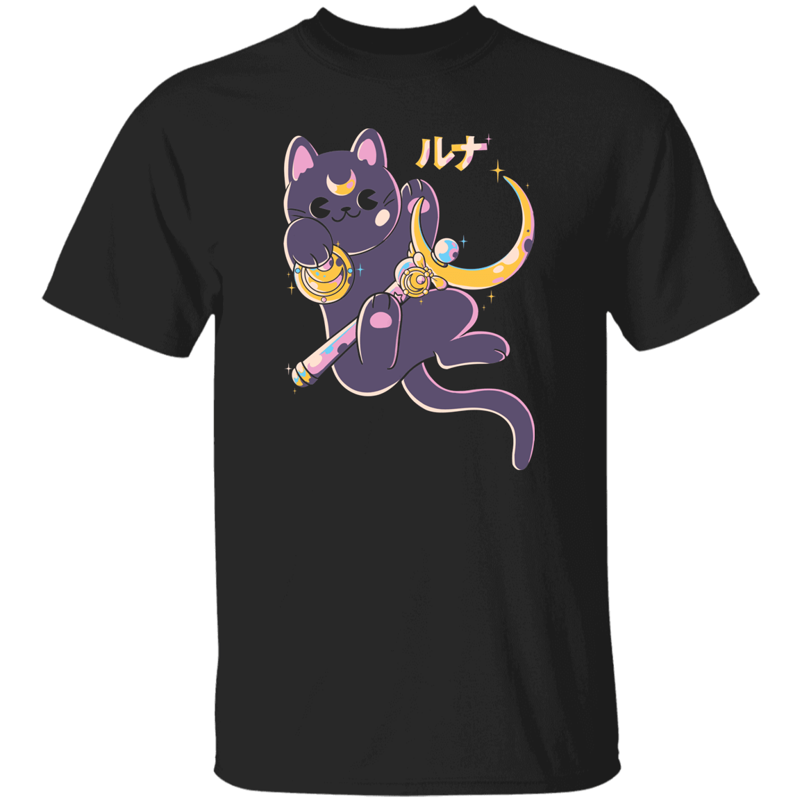 T-Shirts Black / S Cute Cat Anime T-Shirt