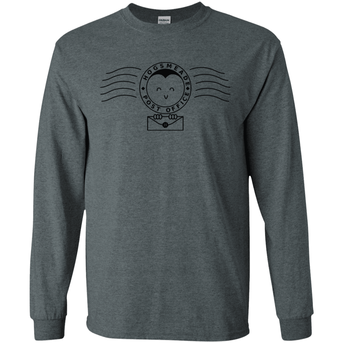 T-Shirts Dark Heather / S Cute Hogsmeade Post Office Stamp Men's Long Sleeve T-Shirt