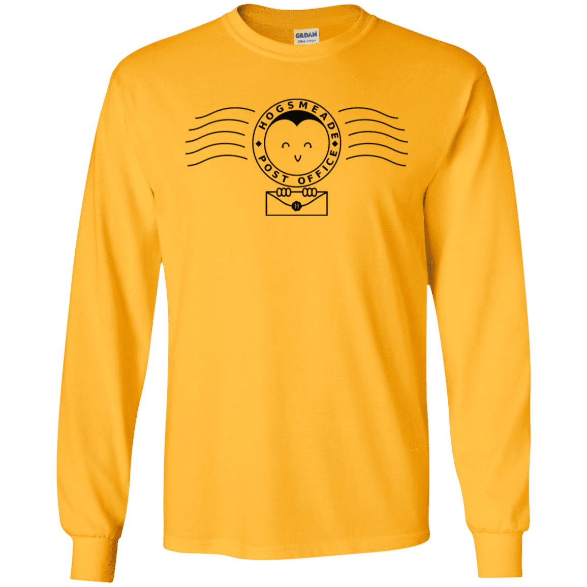 T-Shirts Gold / S Cute Hogsmeade Post Office Stamp Men's Long Sleeve T-Shirt