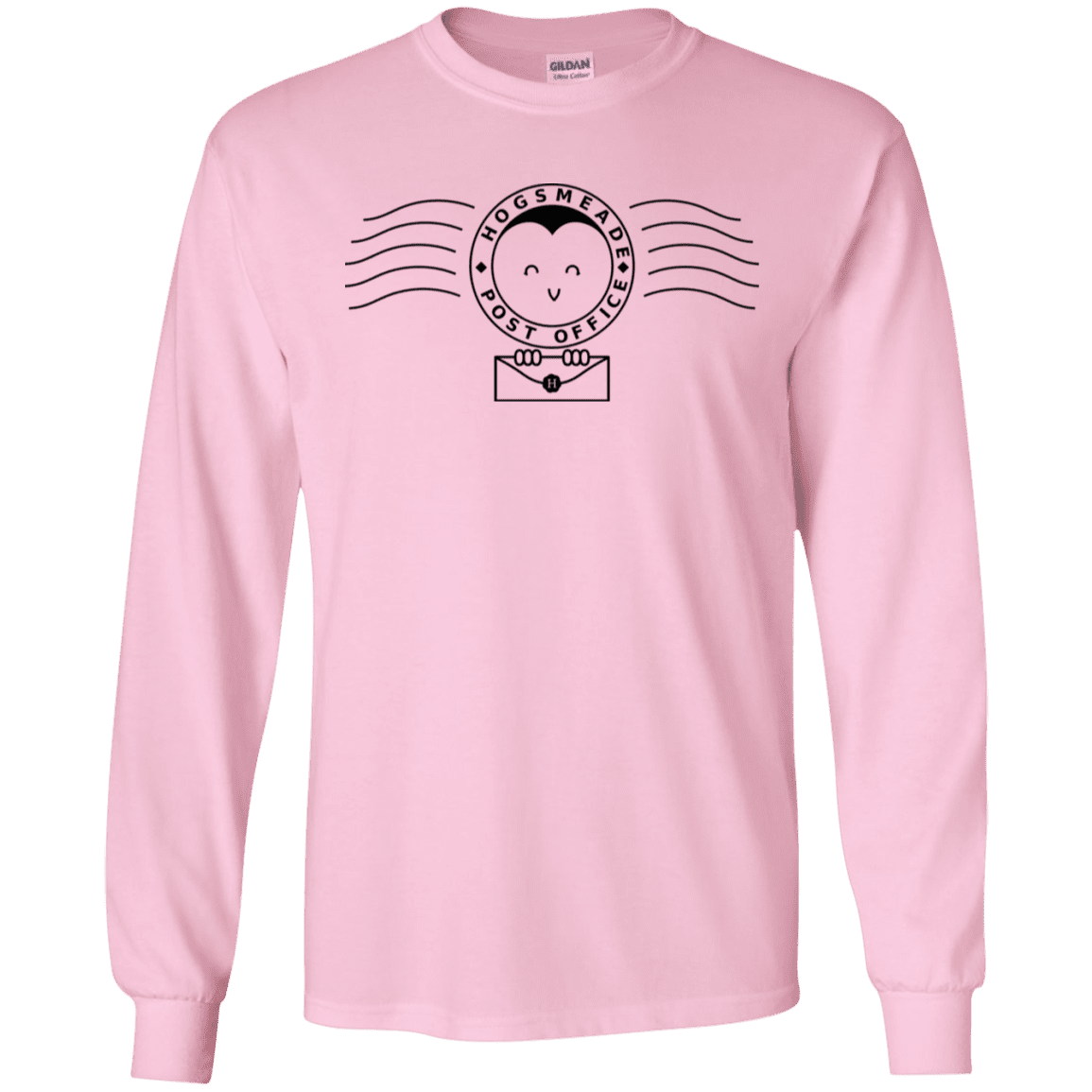 T-Shirts Light Pink / S Cute Hogsmeade Post Office Stamp Men's Long Sleeve T-Shirt