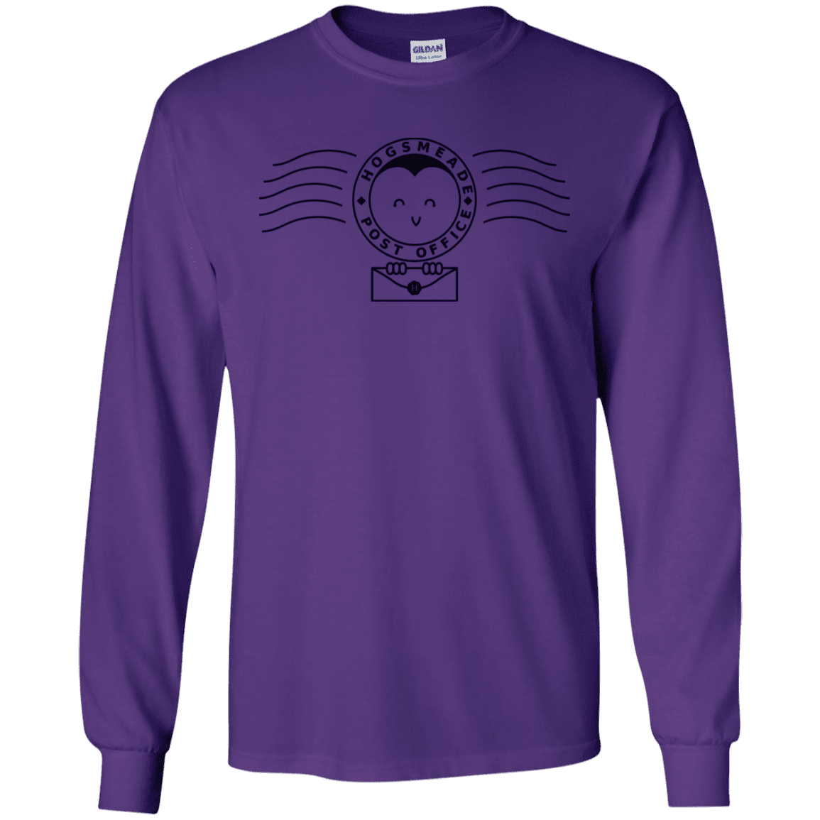 T-Shirts Purple / S Cute Hogsmeade Post Office Stamp Men's Long Sleeve T-Shirt