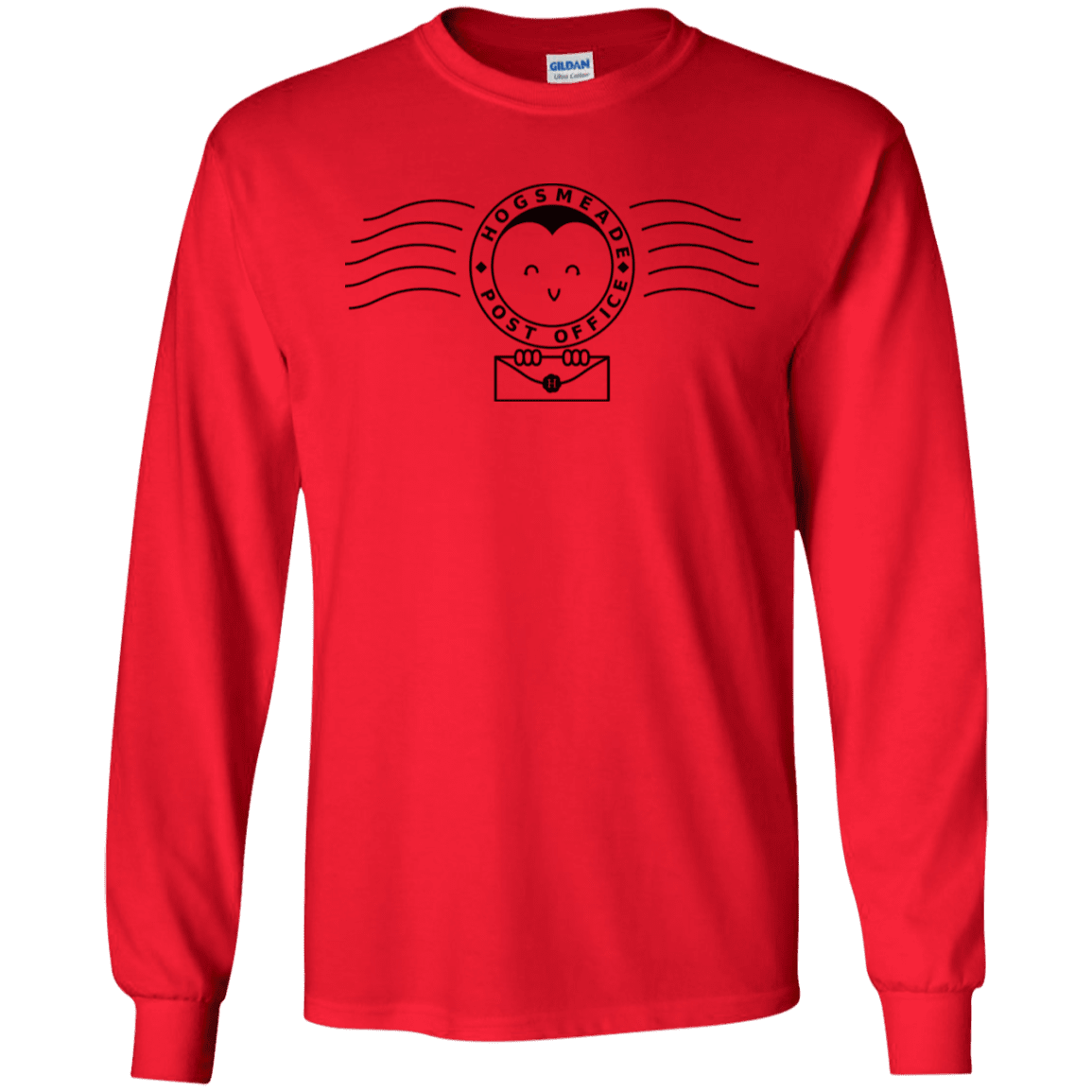 T-Shirts Red / S Cute Hogsmeade Post Office Stamp Men's Long Sleeve T-Shirt