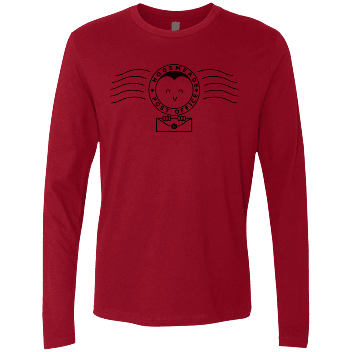 T-Shirts Cardinal / S Cute Hogsmeade Post Office Stamp Men's Premium Long Sleeve