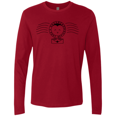 T-Shirts Cardinal / S Cute Hogsmeade Post Office Stamp Men's Premium Long Sleeve