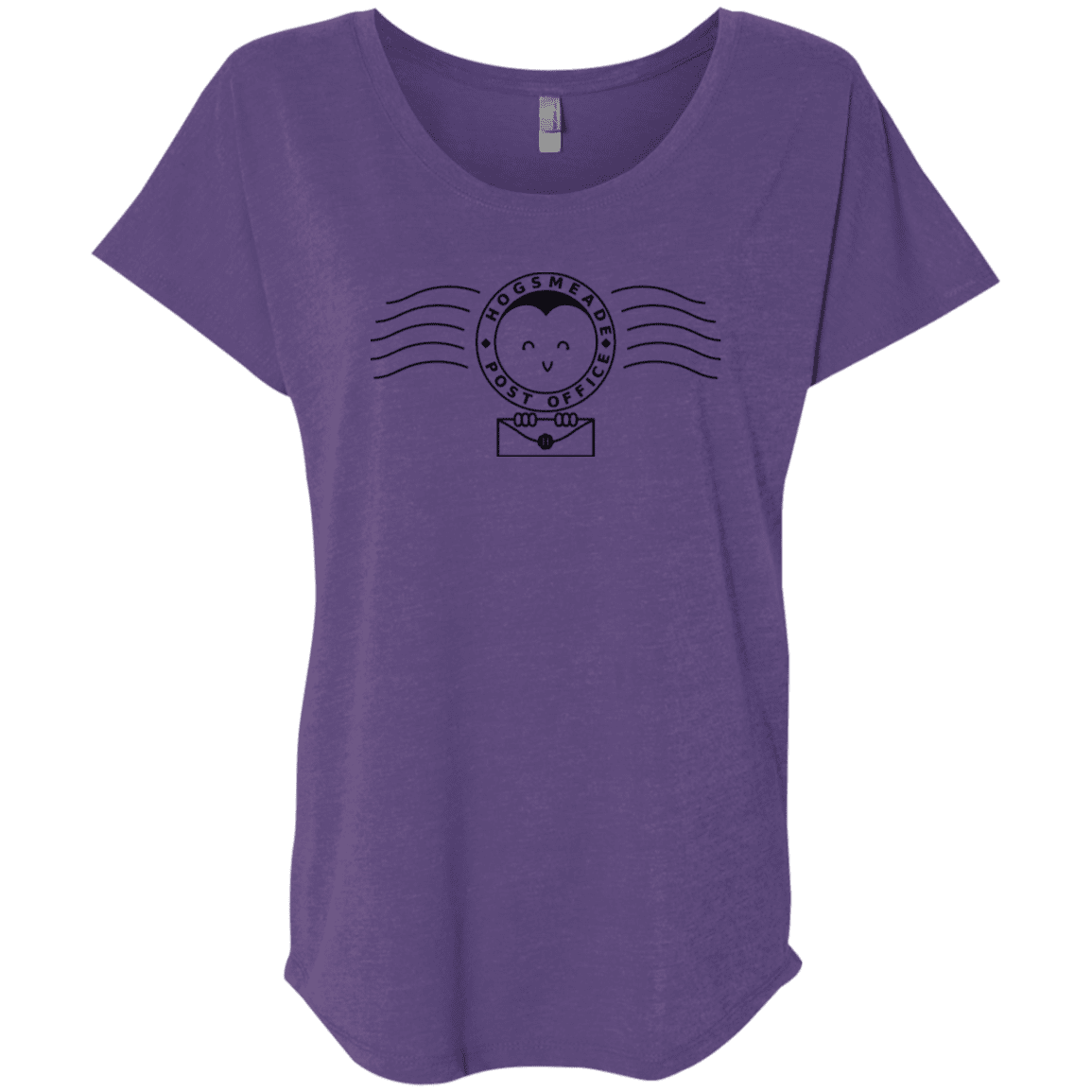 T-Shirts Purple Rush / X-Small Cute Hogsmeade Post Office Stamp Triblend Dolman Sleeve