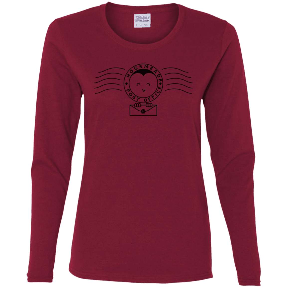 T-Shirts Cardinal / S Cute Hogsmeade Post Office Stamp Women's Long Sleeve T-Shirt