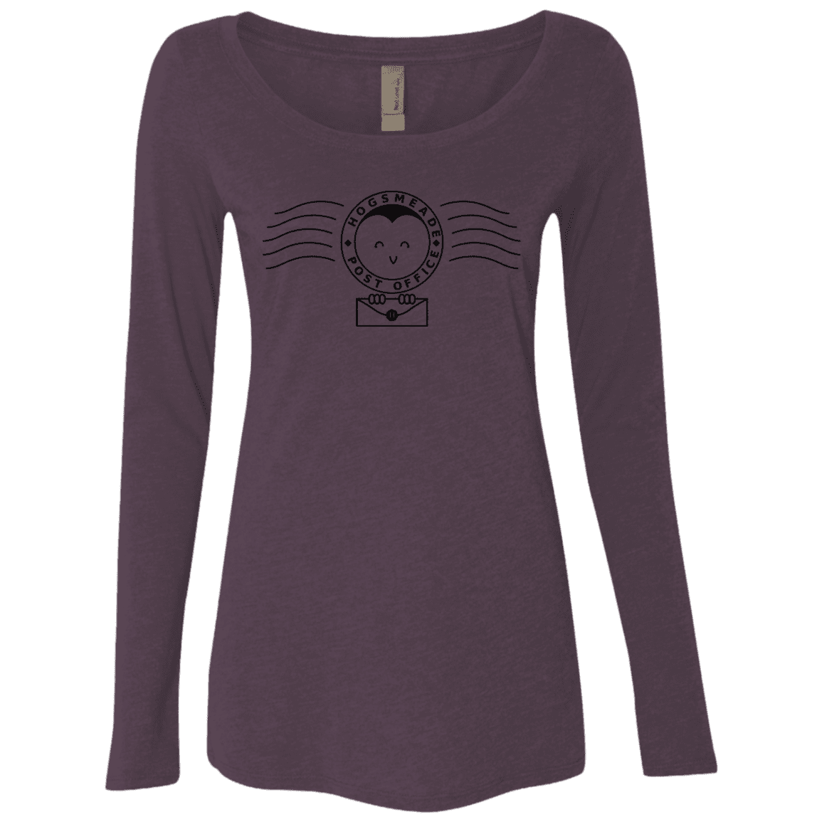 T-Shirts Vintage Purple / S Cute Hogsmeade Post Office Stamp Women's Triblend Long Sleeve Shirt