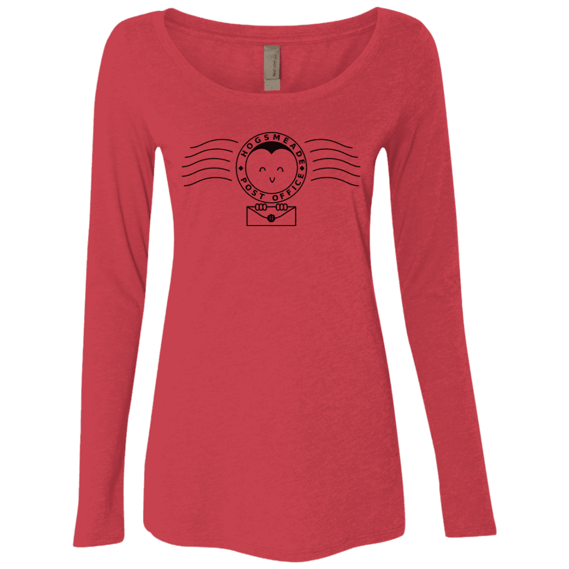T-Shirts Vintage Red / S Cute Hogsmeade Post Office Stamp Women's Triblend Long Sleeve Shirt