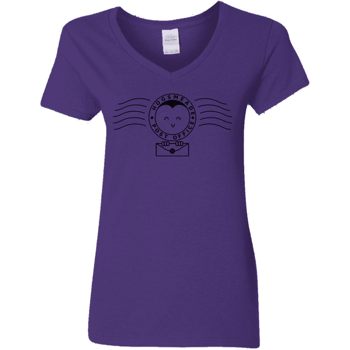 T-Shirts Purple / S Cute Hogsmeade Post Office Stamp Women's V-Neck T-Shirt