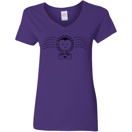 T-Shirts Purple / S Cute Hogsmeade Post Office Stamp Women's V-Neck T-Shirt