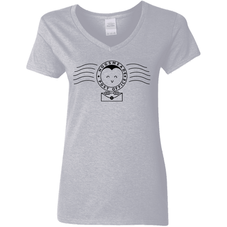 T-Shirts Sport Grey / S Cute Hogsmeade Post Office Stamp Women's V-Neck T-Shirt