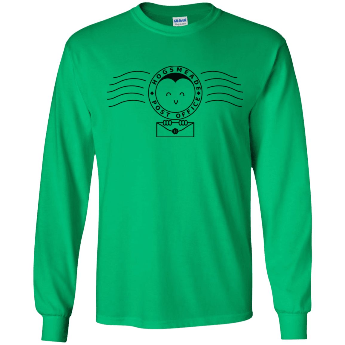 T-Shirts Irish Green / YS Cute Hogsmeade Post Office Stamp Youth Long Sleeve T-Shirt