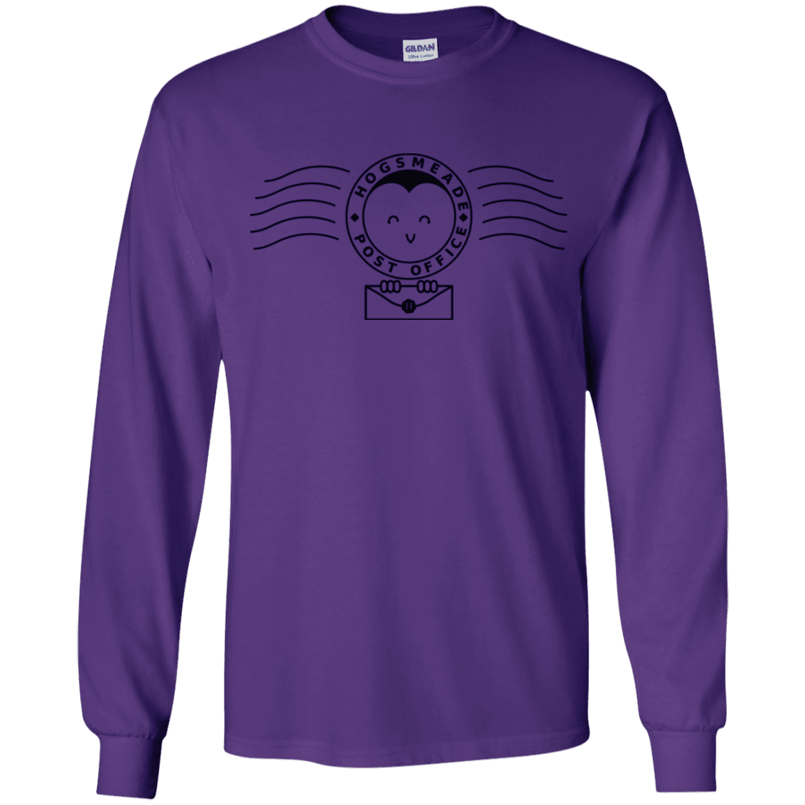 T-Shirts Purple / YS Cute Hogsmeade Post Office Stamp Youth Long Sleeve T-Shirt