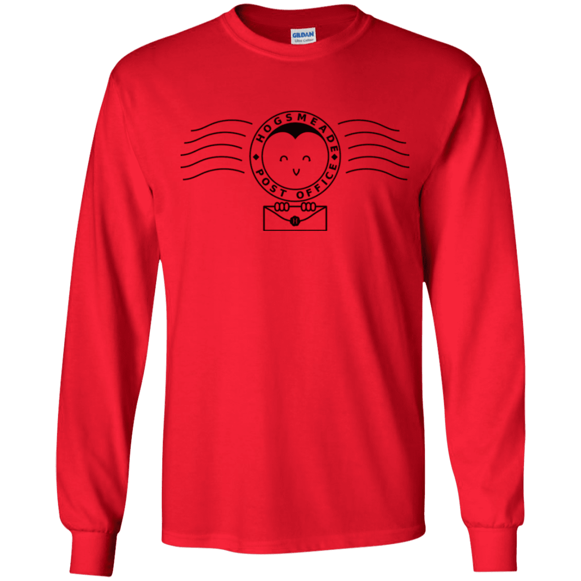 T-Shirts Red / YS Cute Hogsmeade Post Office Stamp Youth Long Sleeve T-Shirt