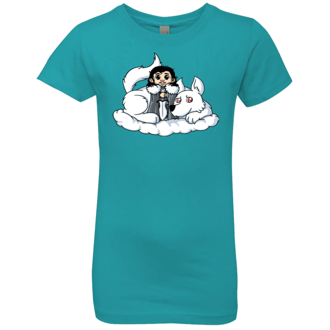 T-Shirts Tahiti Blue / YXS Cute Jon Snow and  Ghost Girls Premium T-Shirt