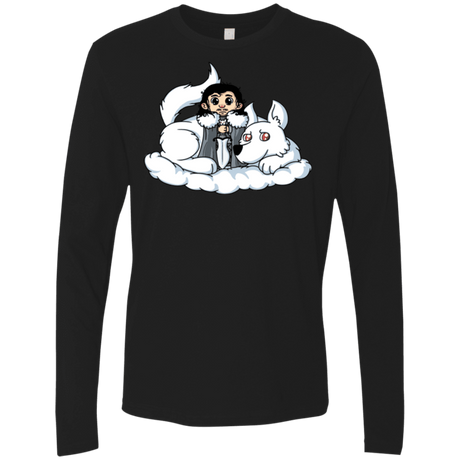 T-Shirts Black / Small Cute Jon Snow and  Ghost Men's Premium Long Sleeve