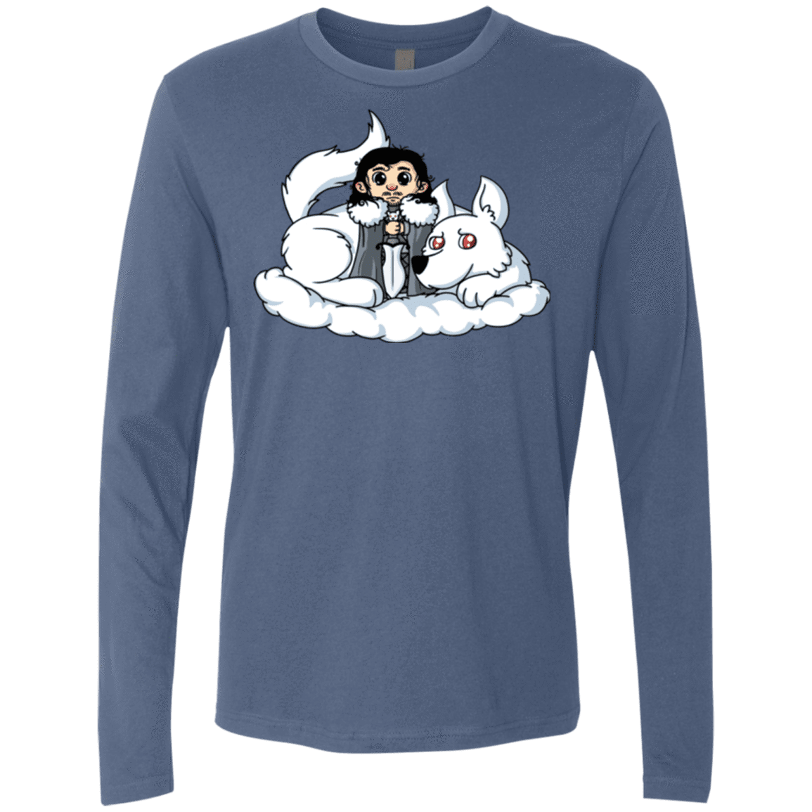 T-Shirts Indigo / Small Cute Jon Snow and  Ghost Men's Premium Long Sleeve