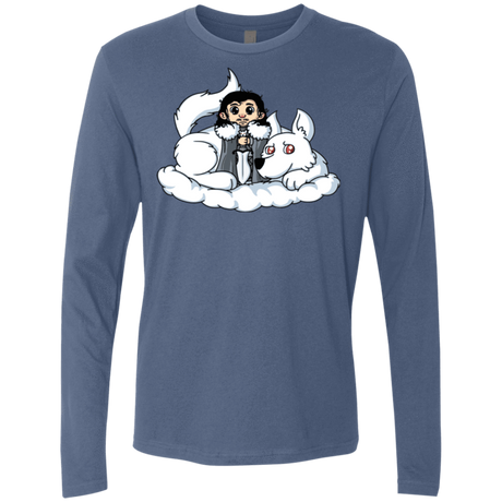 T-Shirts Indigo / Small Cute Jon Snow and  Ghost Men's Premium Long Sleeve