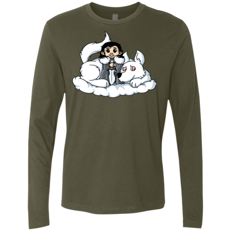 T-Shirts Military Green / Small Cute Jon Snow and  Ghost Men's Premium Long Sleeve