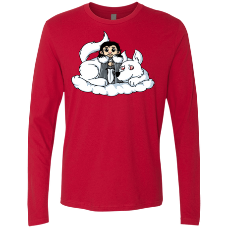 T-Shirts Red / Small Cute Jon Snow and  Ghost Men's Premium Long Sleeve