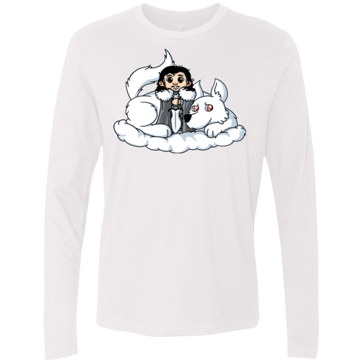 T-Shirts White / Small Cute Jon Snow and  Ghost Men's Premium Long Sleeve