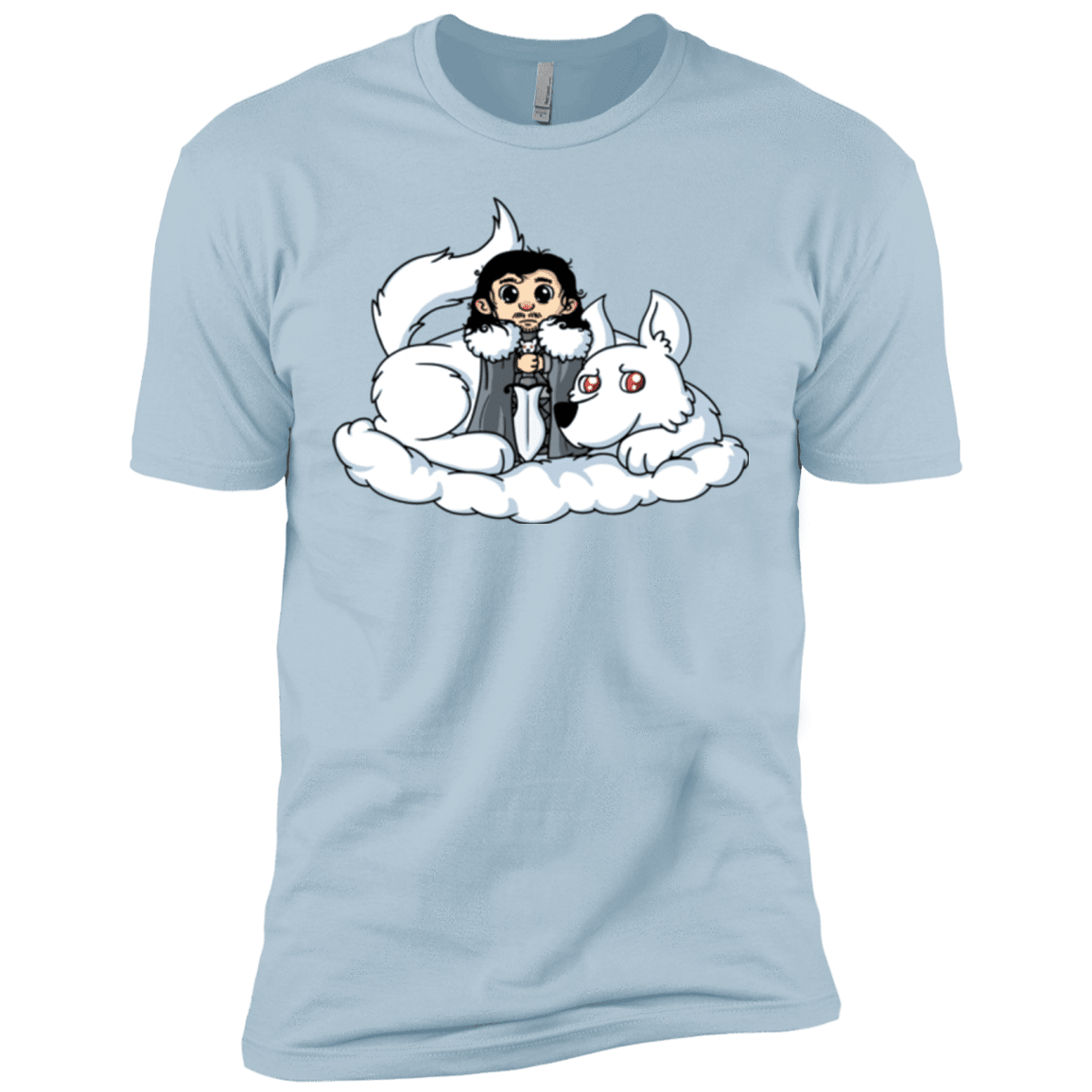 T-Shirts Light Blue / X-Small Cute Jon Snow and  Ghost Men's Premium T-Shirt