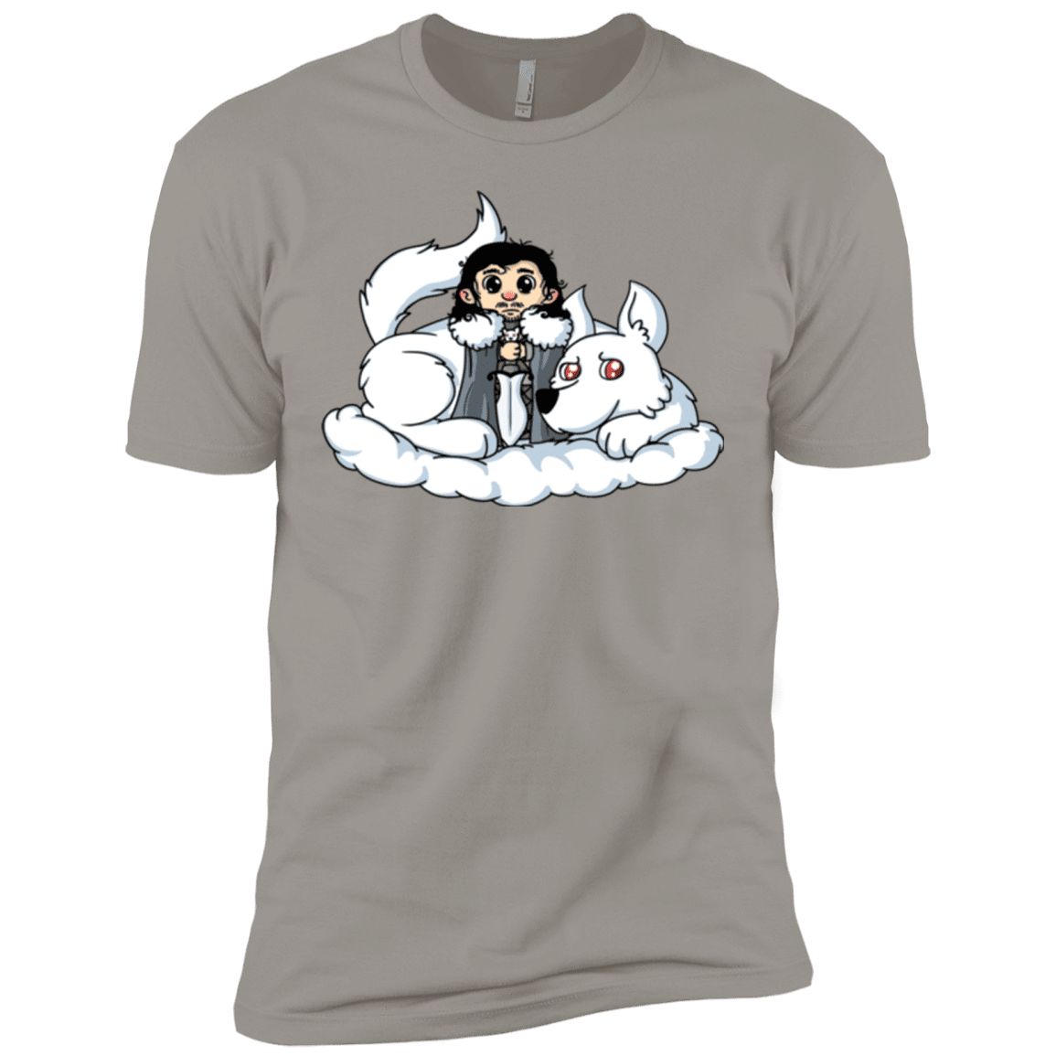 T-Shirts Light Grey / X-Small Cute Jon Snow and  Ghost Men's Premium T-Shirt