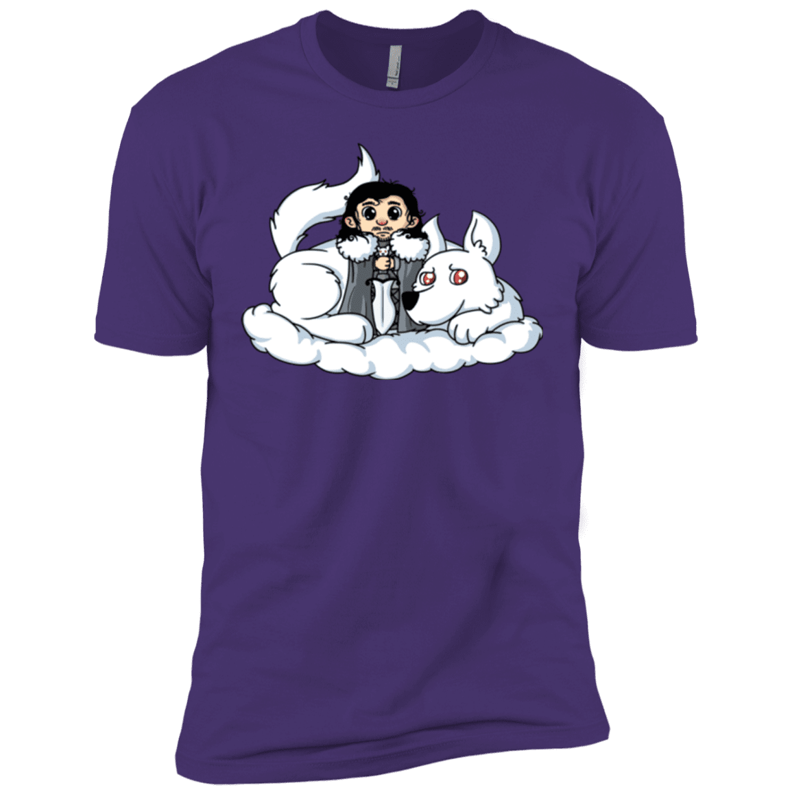 T-Shirts Purple / X-Small Cute Jon Snow and  Ghost Men's Premium T-Shirt