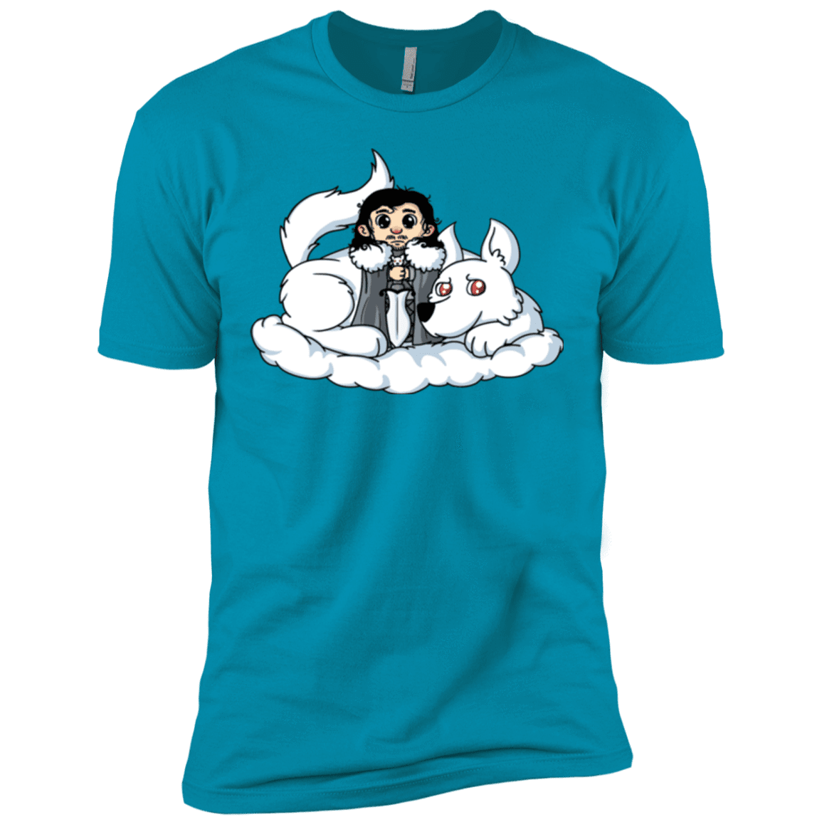 T-Shirts Turquoise / X-Small Cute Jon Snow and  Ghost Men's Premium T-Shirt