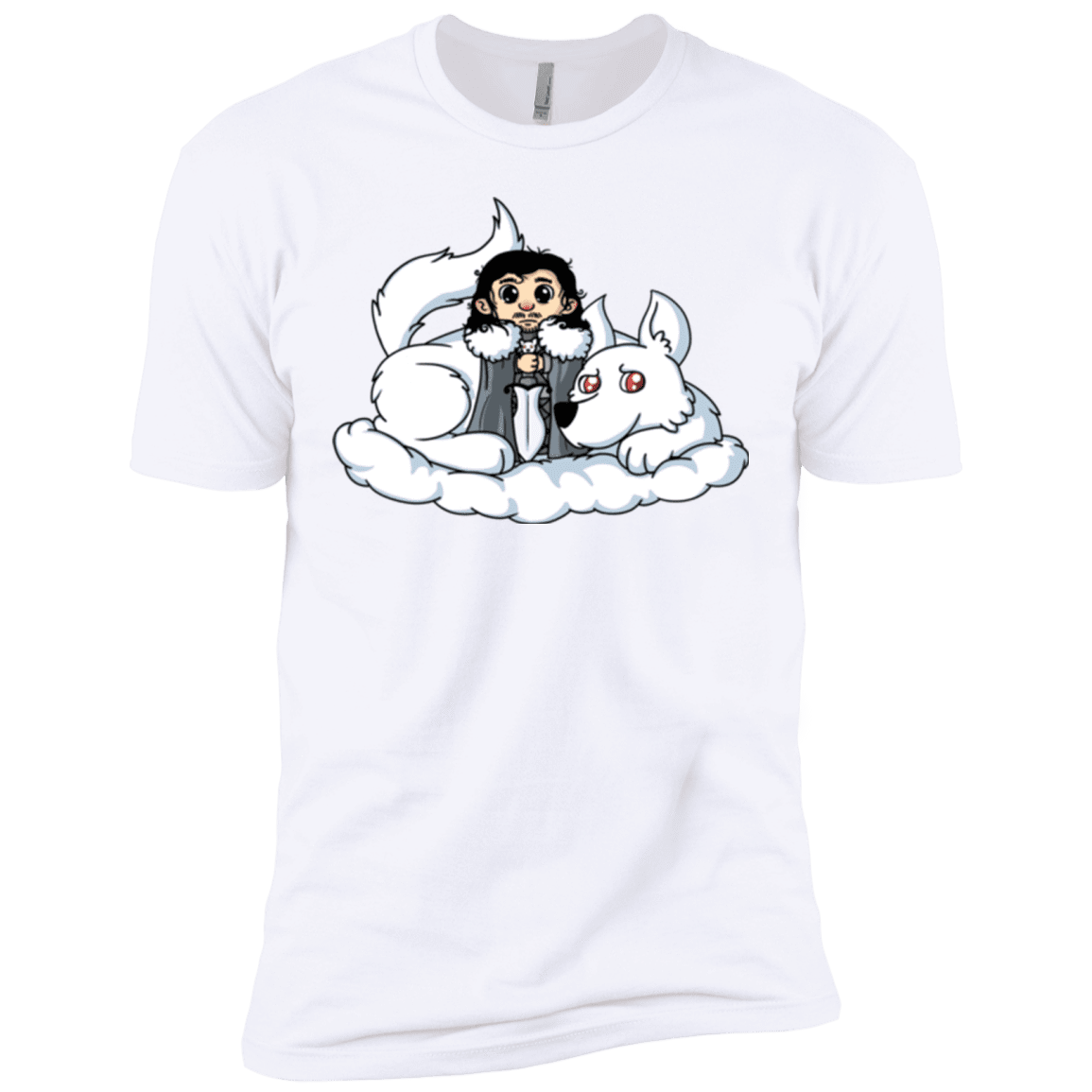 T-Shirts White / X-Small Cute Jon Snow and  Ghost Men's Premium T-Shirt