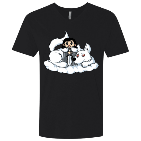 T-Shirts Black / X-Small Cute Jon Snow and  Ghost Men's Premium V-Neck