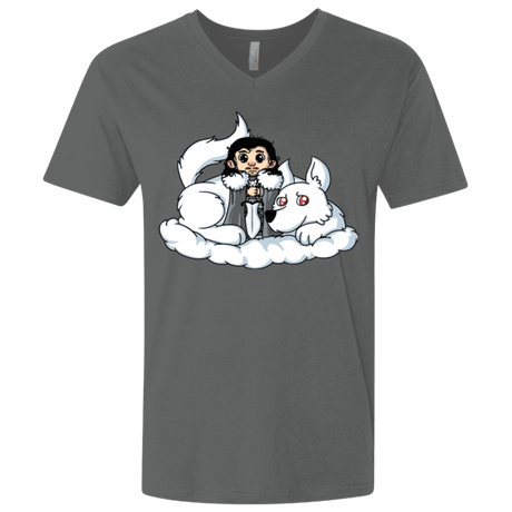 T-Shirts Heavy Metal / X-Small Cute Jon Snow and  Ghost Men's Premium V-Neck