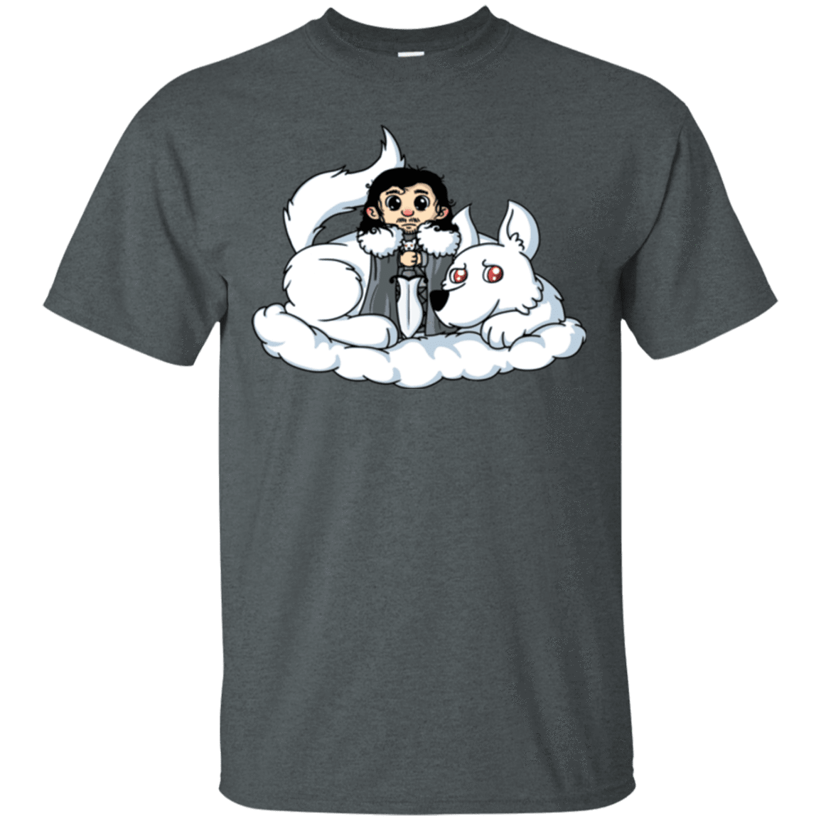 T-Shirts Dark Heather / Small Cute Jon Snow and  Ghost T-Shirt