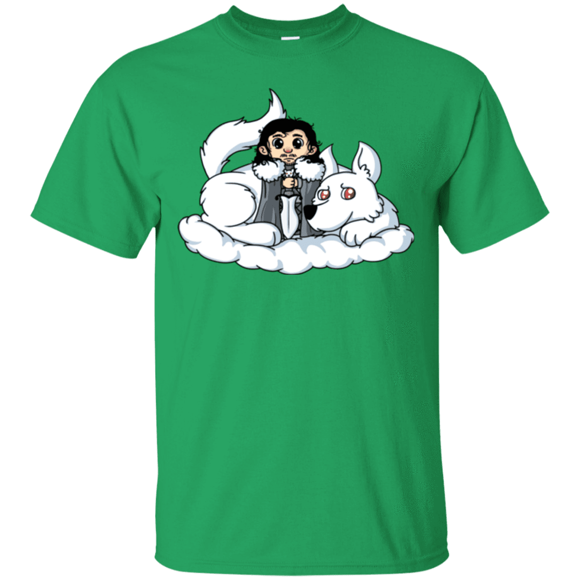 T-Shirts Irish Green / Small Cute Jon Snow and  Ghost T-Shirt