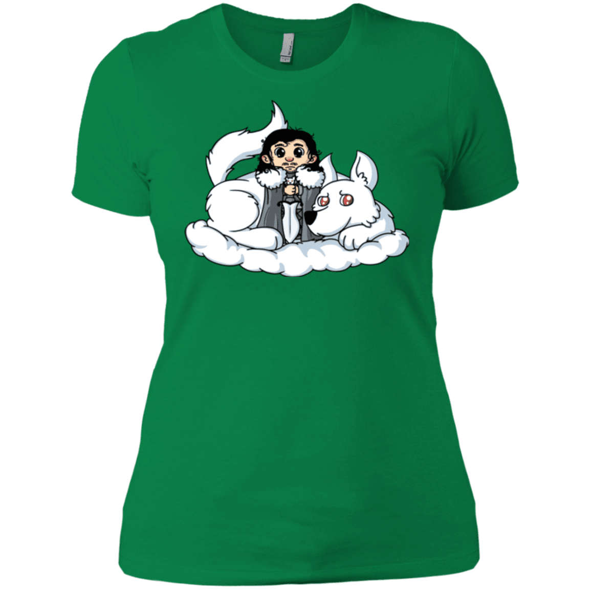 T-Shirts Kelly Green / X-Small Cute Jon Snow and  Ghost Women's Premium T-Shirt