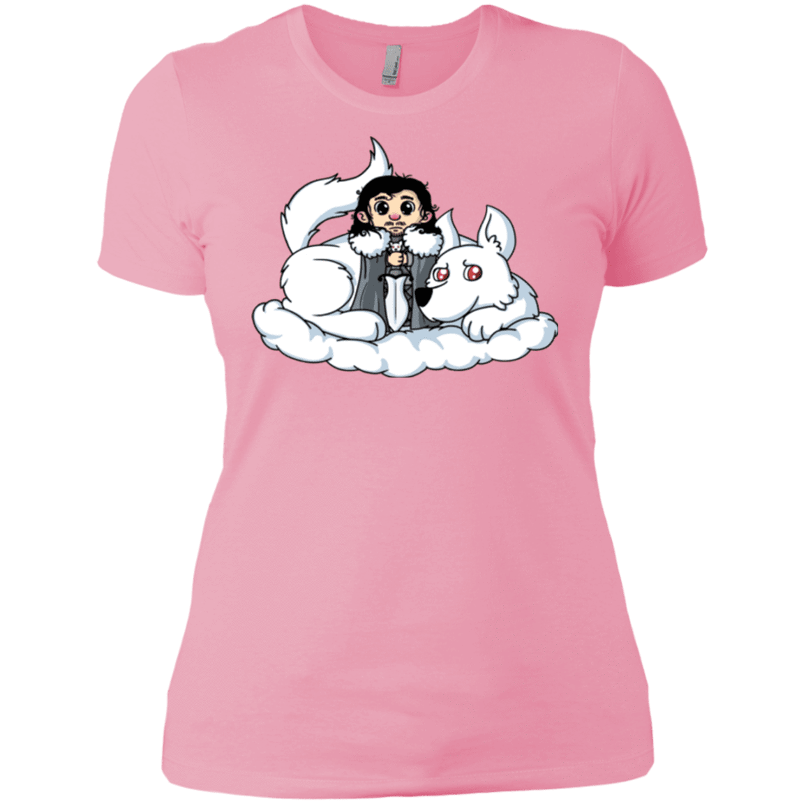 T-Shirts Light Pink / X-Small Cute Jon Snow and  Ghost Women's Premium T-Shirt