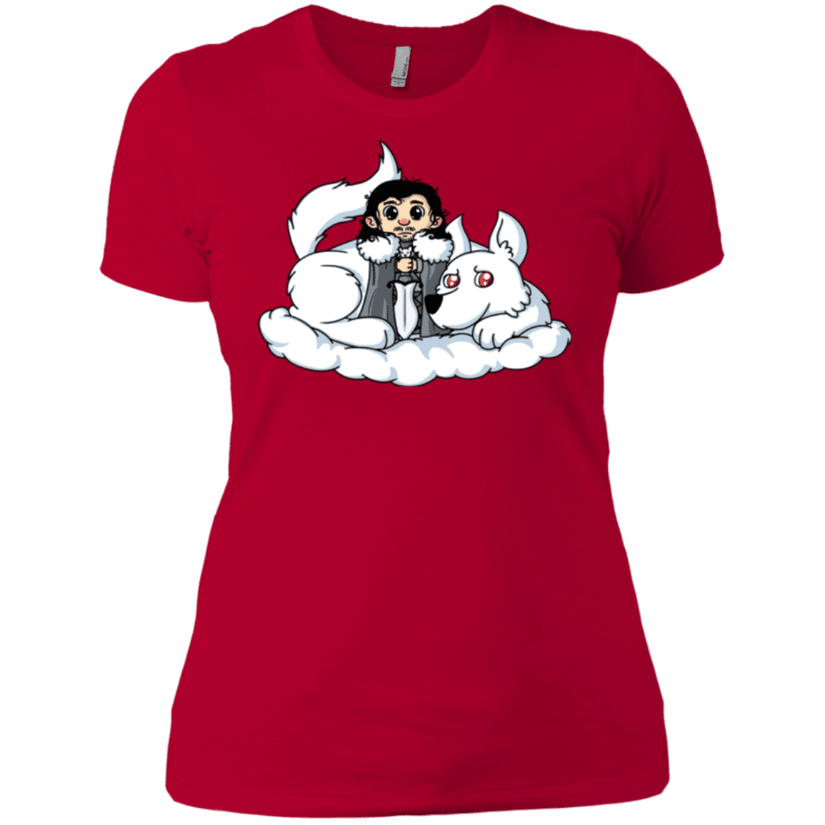 T-Shirts Red / X-Small Cute Jon Snow and  Ghost Women's Premium T-Shirt