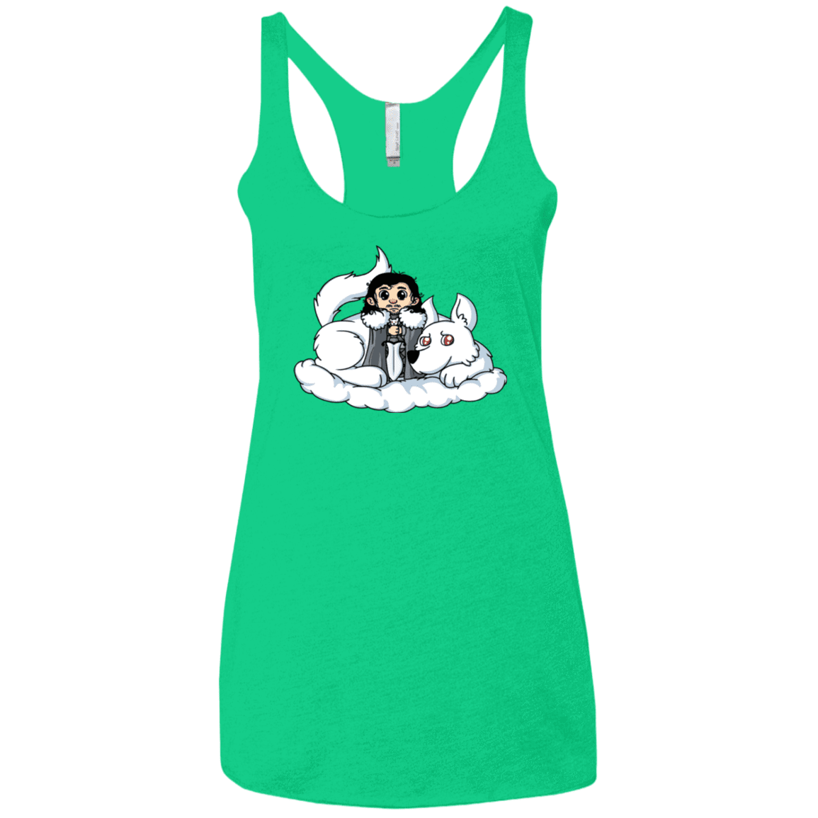T-Shirts Envy / X-Small Cute Jon Snow and  Ghost Women's Triblend Racerback Tank