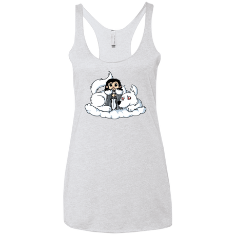 T-Shirts Heather White / X-Small Cute Jon Snow and  Ghost Women's Triblend Racerback Tank