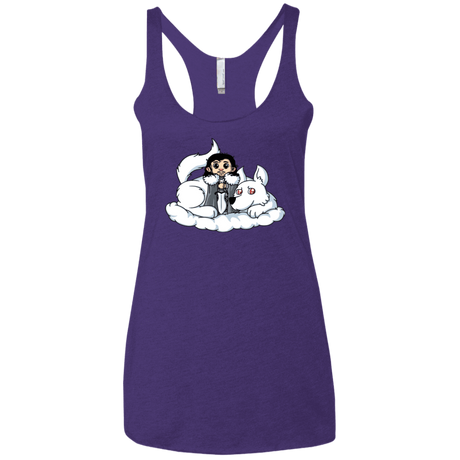 T-Shirts Purple / X-Small Cute Jon Snow and  Ghost Women's Triblend Racerback Tank