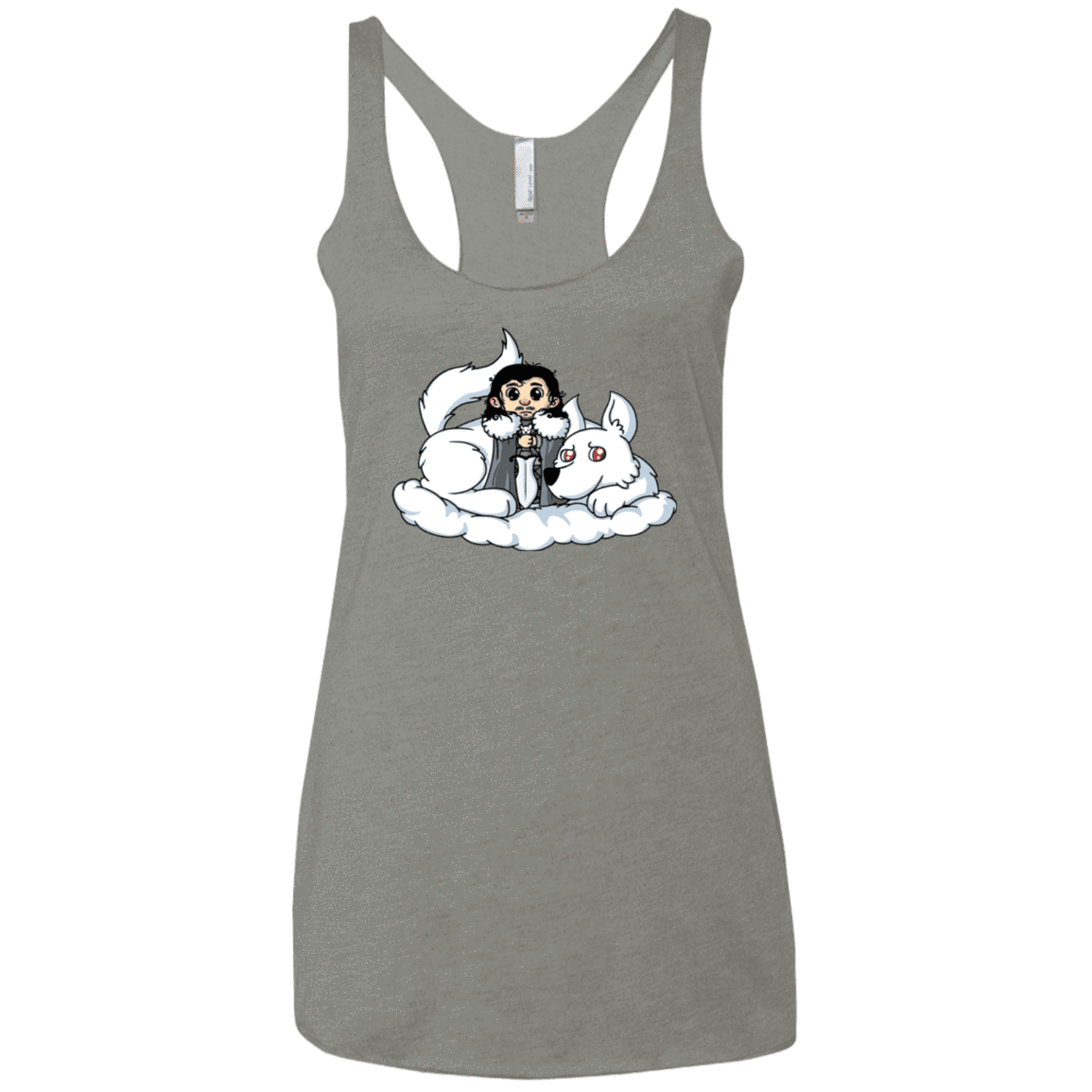 T-Shirts Venetian Grey / X-Small Cute Jon Snow and  Ghost Women's Triblend Racerback Tank
