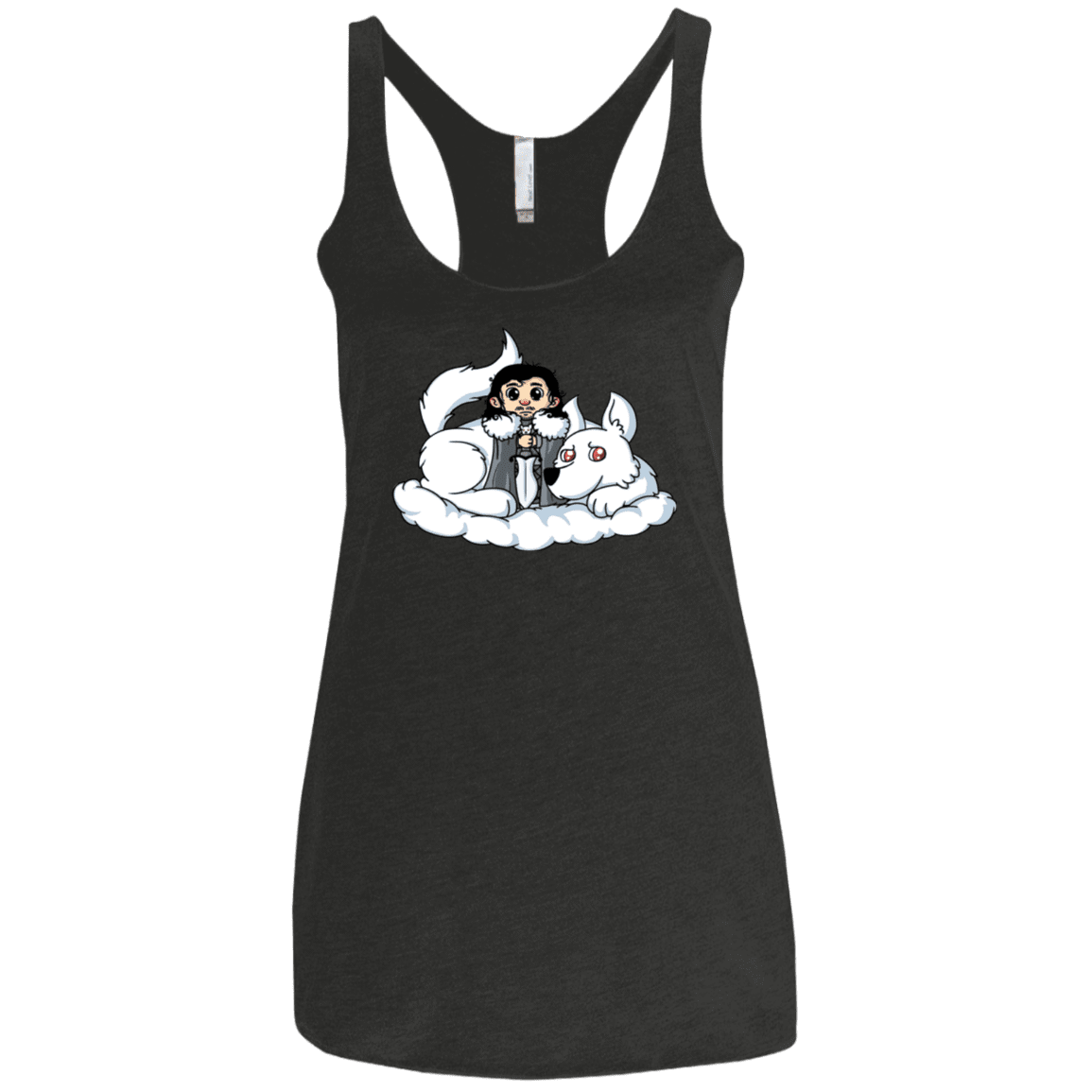 T-Shirts Vintage Black / X-Small Cute Jon Snow and  Ghost Women's Triblend Racerback Tank