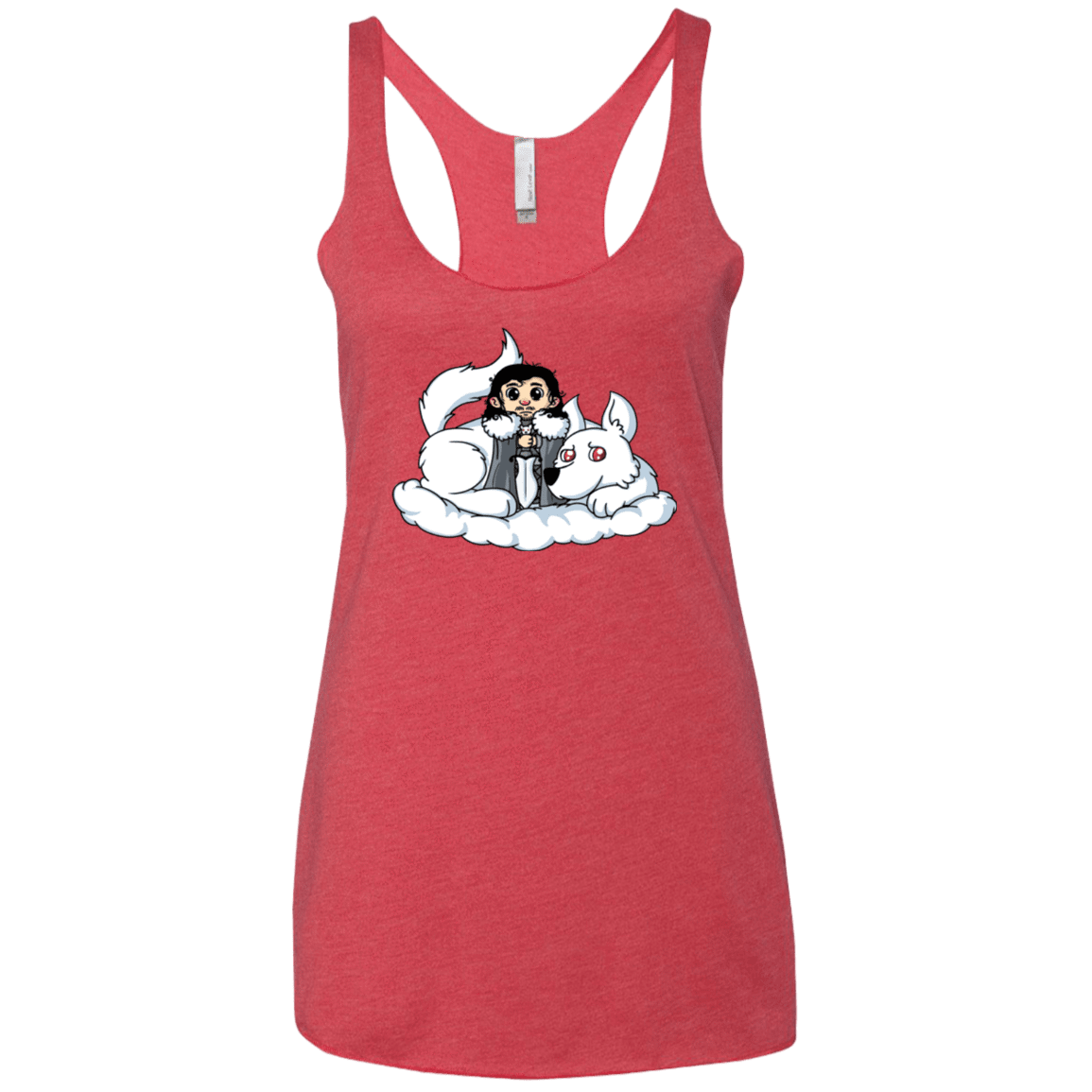 T-Shirts Vintage Red / X-Small Cute Jon Snow and  Ghost Women's Triblend Racerback Tank