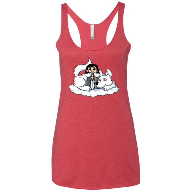 T-Shirts Vintage Red / X-Small Cute Jon Snow and  Ghost Women's Triblend Racerback Tank