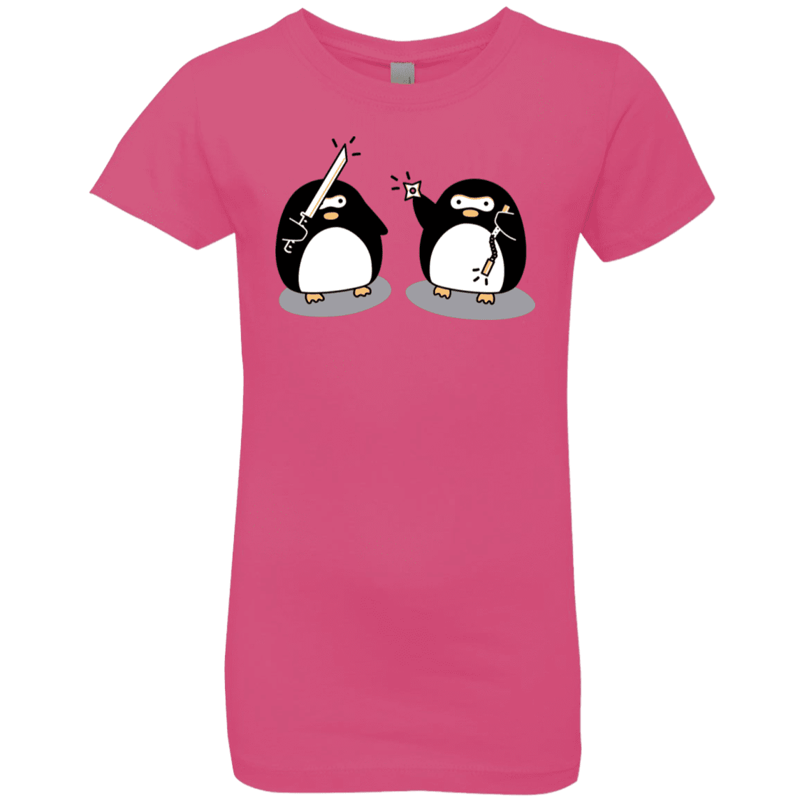 T-Shirts Hot Pink / YXS Cute Ninja Penguins Girls Premium T-Shirt