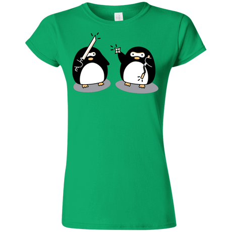 T-Shirts Irish Green / S Cute Ninja Penguins Junior Slimmer-Fit T-Shirt