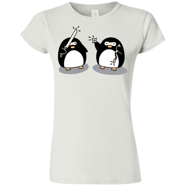 T-Shirts White / S Cute Ninja Penguins Junior Slimmer-Fit T-Shirt