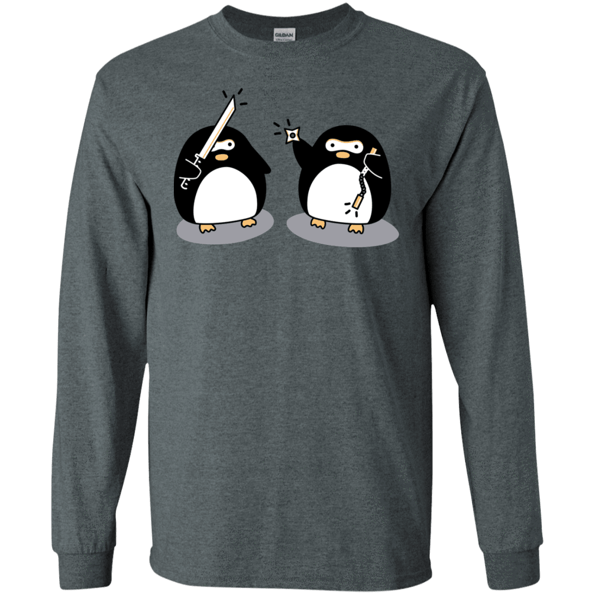 T-Shirts Dark Heather / S Cute Ninja Penguins Men's Long Sleeve T-Shirt