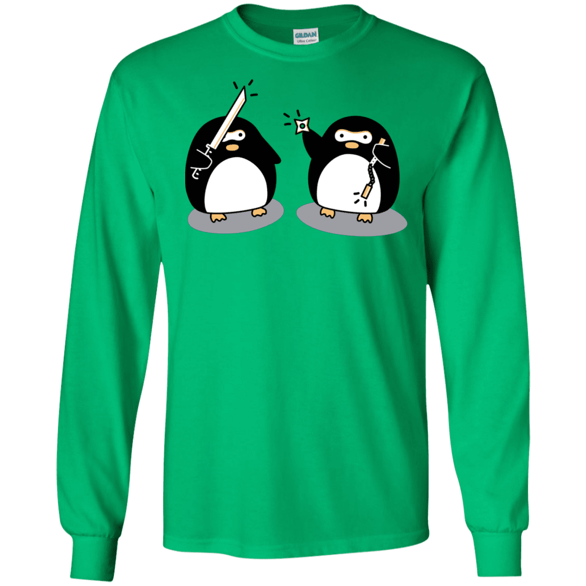 T-Shirts Irish Green / S Cute Ninja Penguins Men's Long Sleeve T-Shirt