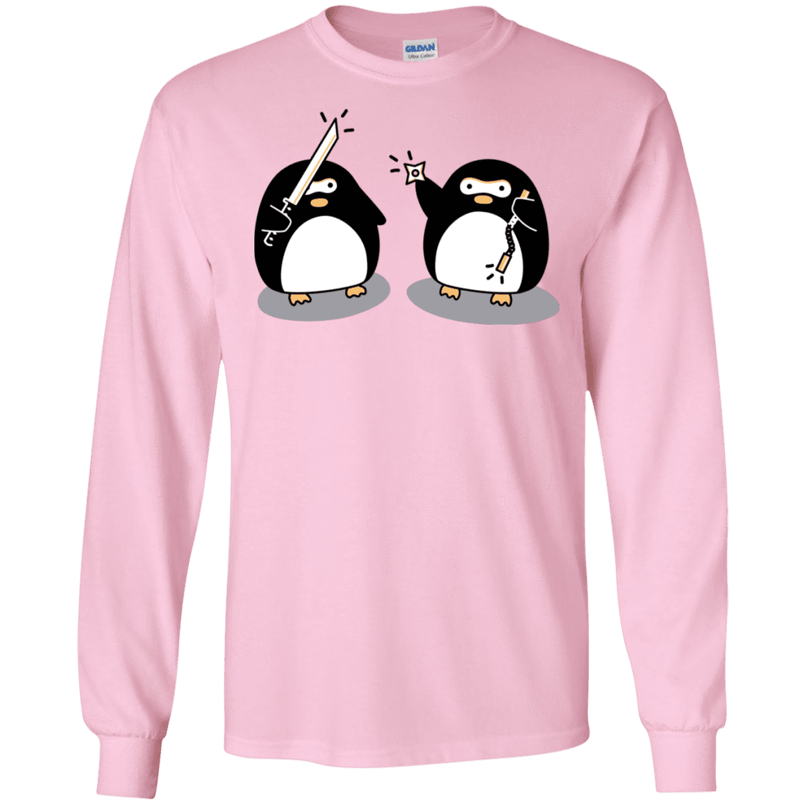 T-Shirts Light Pink / S Cute Ninja Penguins Men's Long Sleeve T-Shirt